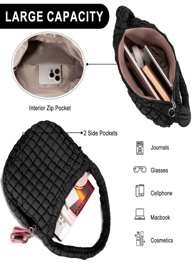 GASSDA Puffer Tote Bag for Women Large Quilted Puffy Lightweight Carryall Crossbody Tote Bag for Women (black) - Image 4