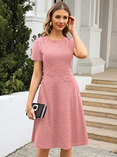 HELYO Casual Dresses for Women Professional Elegant Summer 50s Office Work Party Polka Dot A-Line Dress with Pockets 162 Pink Dot L - Image 3