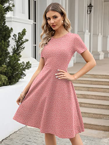 HELYO Casual Dresses for Women Professional Elegant Summer 50s Office Work Party Polka Dot A-Line Dress with Pockets 162 Pink Dot L - Image 5