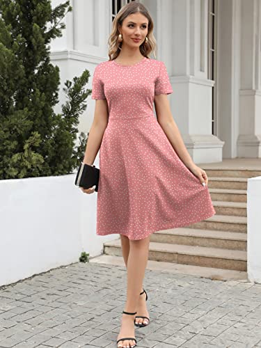 HELYO Casual Dresses for Women Professional Elegant Summer 50s Office Work Party Polka Dot A-Line Dress with Pockets 162 Pink Dot L - Image 4