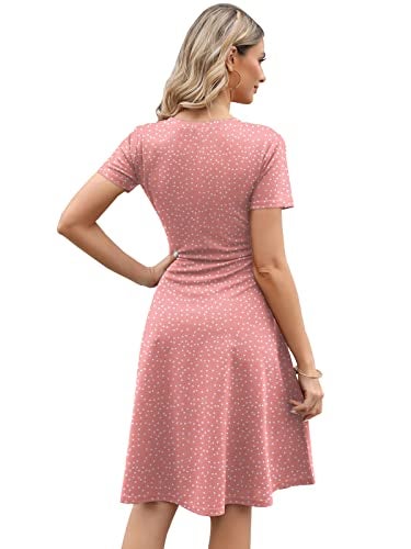 HELYO Casual Dresses for Women Professional Elegant Summer 50s Office Work Party Polka Dot A-Line Dress with Pockets 162 Pink Dot L - Image 2