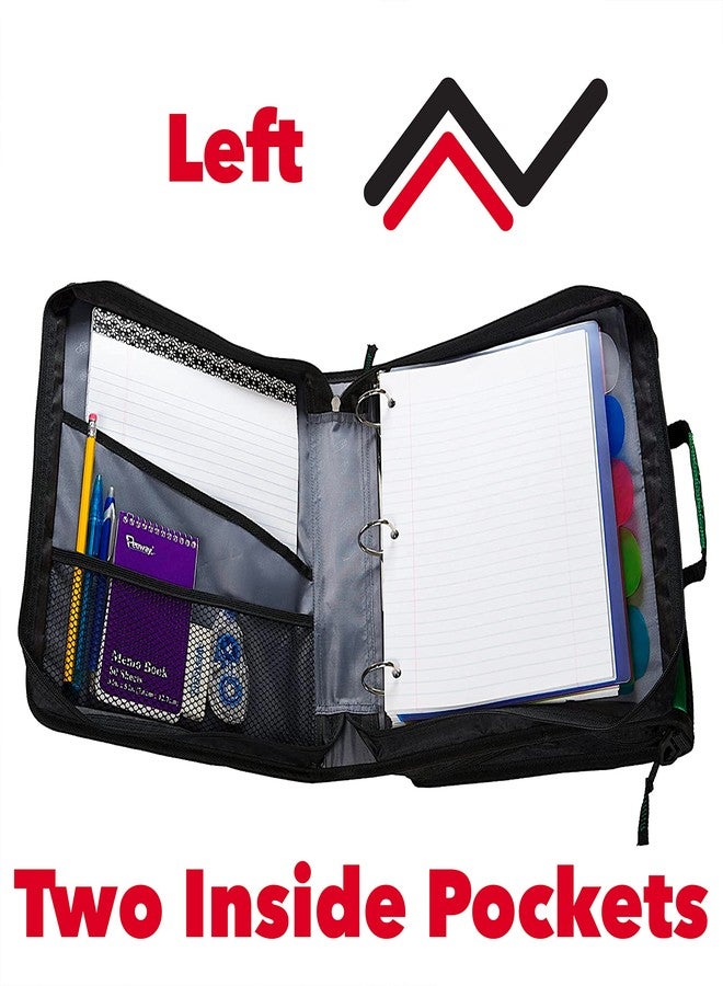 Case it Case-it The Z Shape Zipper Binder - Two Binders in One - Double Sided 1.5 Inch D-Ring - Multiple Pockets - 500 Page Capacity - Comes with Shoulder Strap, Jet Black Z-176 - Image 3