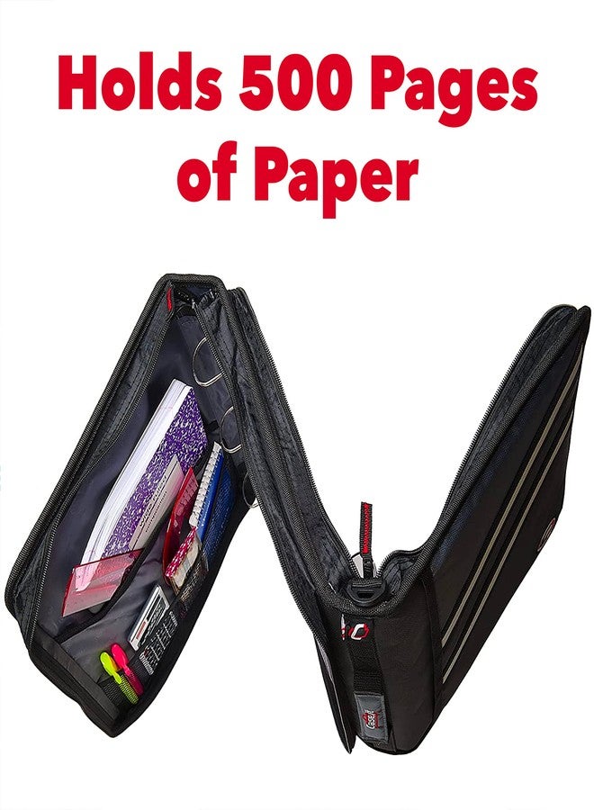 Case it Case-it The Z Shape Zipper Binder - Two Binders in One - Double Sided 1.5 Inch D-Ring - Multiple Pockets - 500 Page Capacity - Comes with Shoulder Strap, Jet Black Z-176 - Image 5