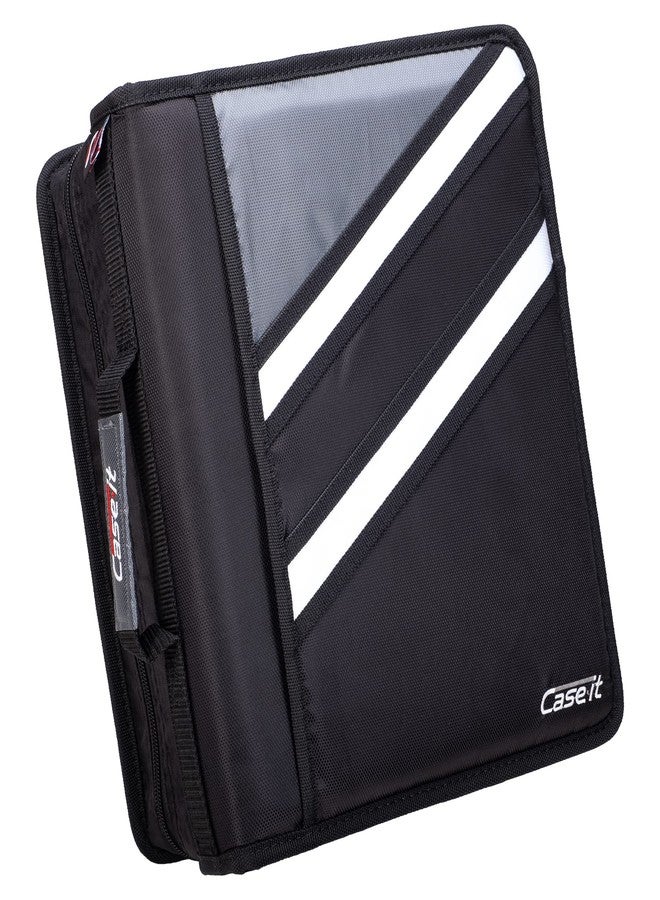 Case it Case-it The Z Shape Zipper Binder - Two Binders in One - Double Sided 1.5 Inch D-Ring - Multiple Pockets - 500 Page Capacity - Comes with Shoulder Strap, Jet Black Z-176 - Image 1