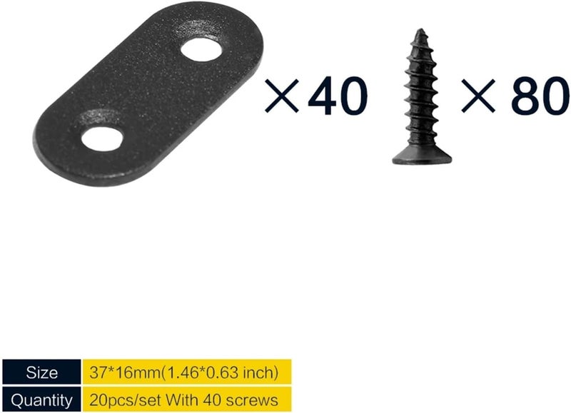 Corner Brace Bracket 40Pcs Straight Brace, Flat Brace 1.46” x 0.63”Stainless Steel Straight Bracket, Mending Joining Plates for Shelves Chairs Tables Furniture - Image 3