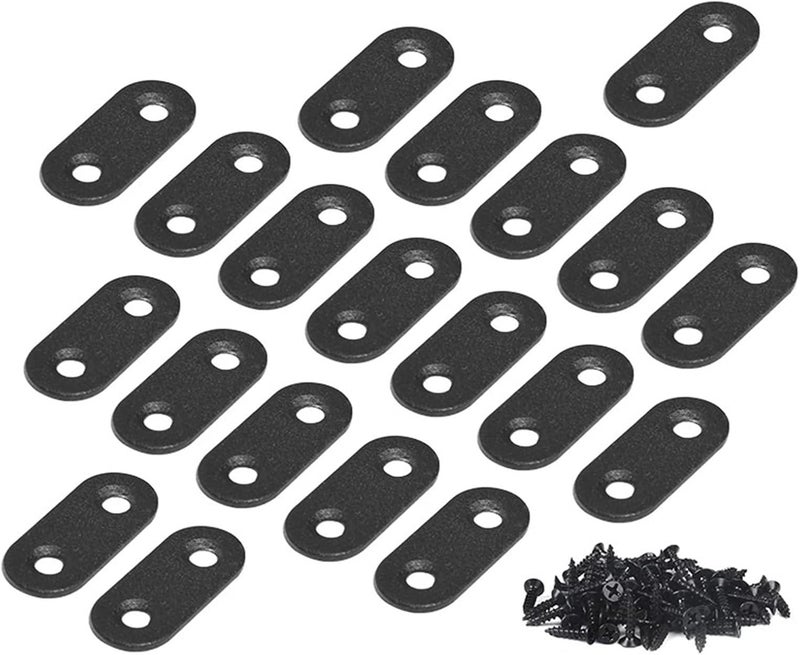 Corner Brace Bracket 40Pcs Straight Brace, Flat Brace 1.46” x 0.63”Stainless Steel Straight Bracket, Mending Joining Plates for Shelves Chairs Tables Furniture - Image 1