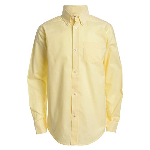 Izod boys Long Sleeve Solid Button-Down Oxford Shirt, Yellow, 10 - Image 1