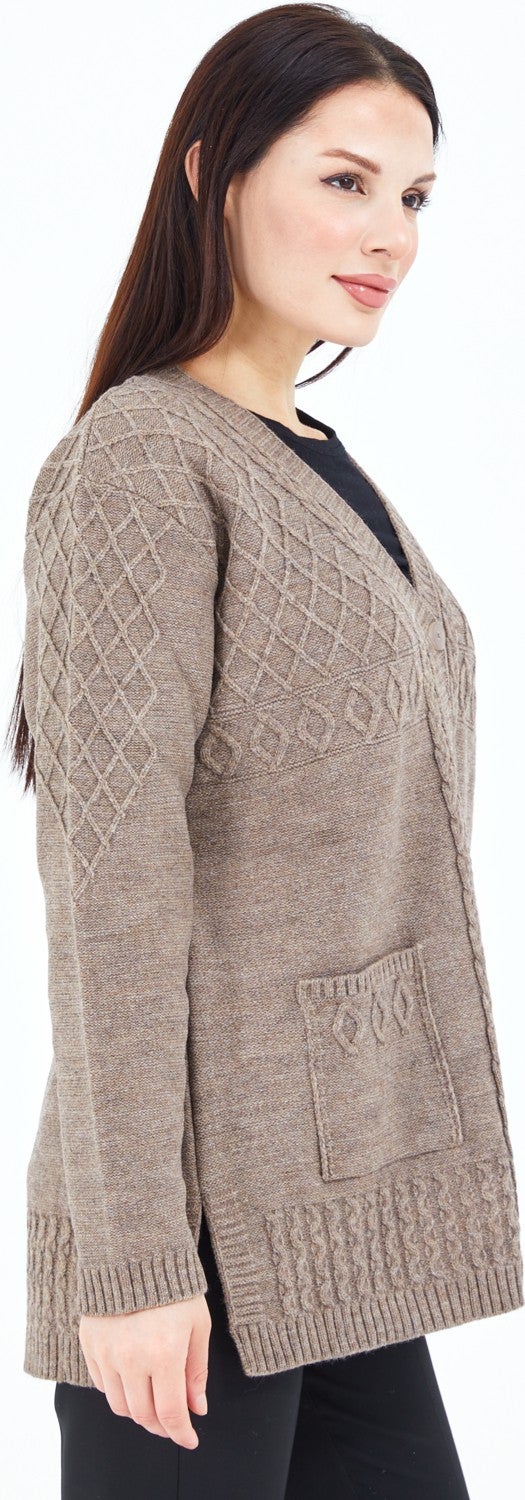 Stilmony Women's Mink Buttoned Wool Mother's Knitwear Short Cardigan - Image 4