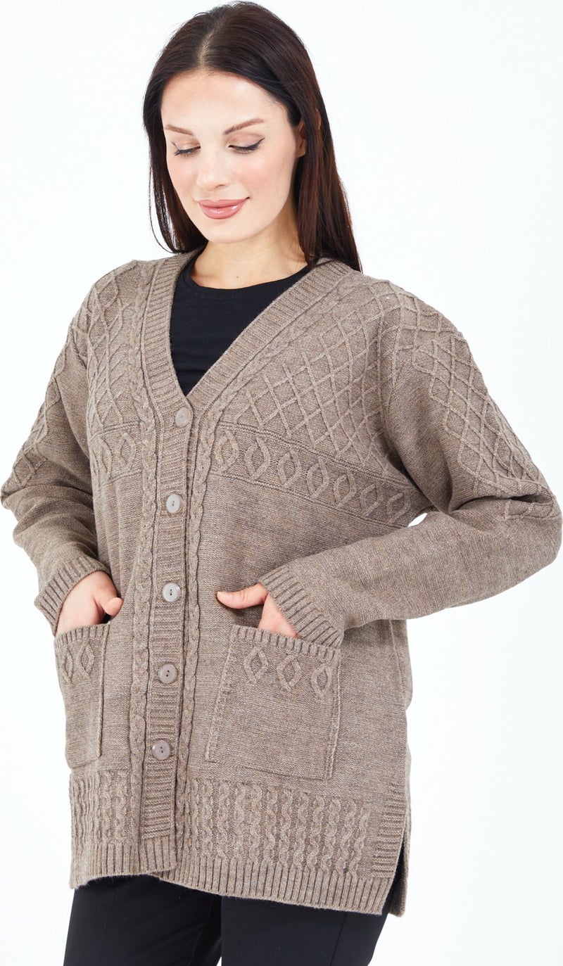 Stilmony Women's Mink Buttoned Wool Mother's Knitwear Short Cardigan - Image 2