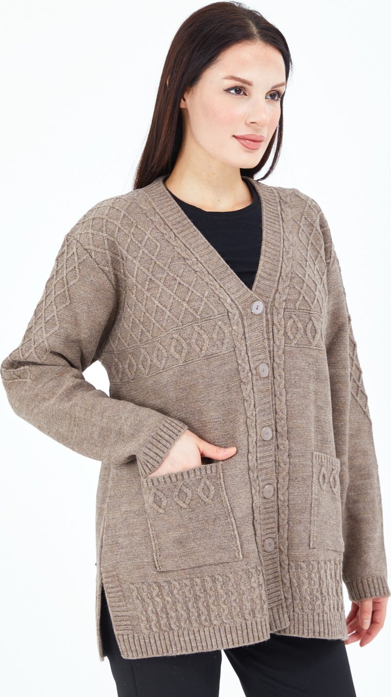Stilmony Women's Mink Buttoned Wool Mother's Knitwear Short Cardigan - Image 5