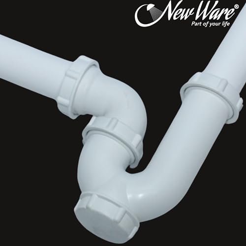 NEW WARE PVC Bottle Trap P Trap with Pipe | Drain Water Outlet for Bathroom Basin & Kitchen Sink | White - Image 3
