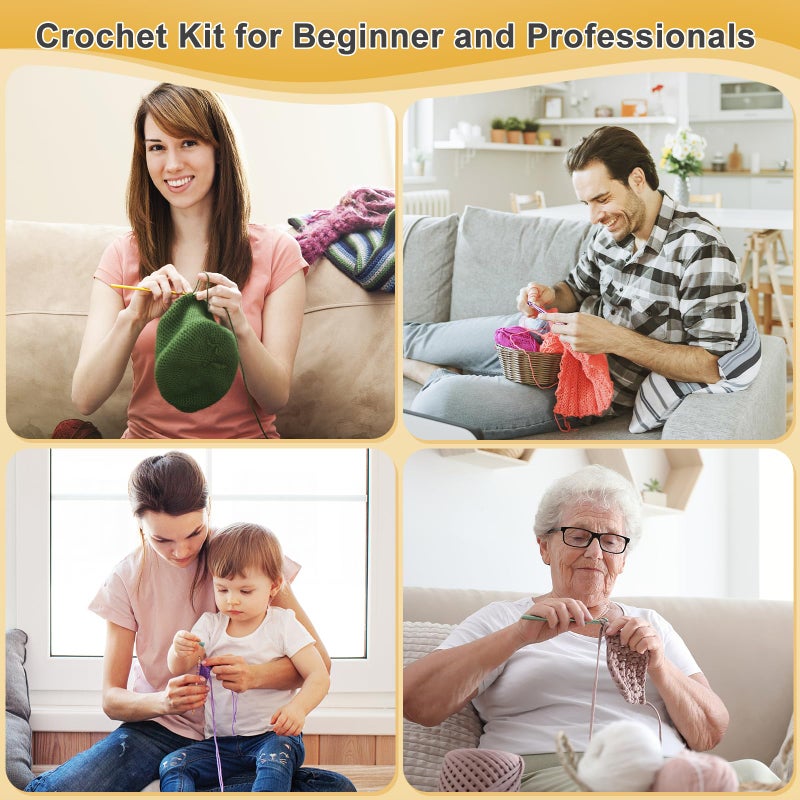 Aeelike Crochet Yarn for Crocheting, Aeelike 1093 Yards Acrylic Yarn for Knitting,Full Crochet Kits for Beginners and Professionals, Aluminum Crochet Hooks, Instruction Book and Grey Storage Bag - Image 5