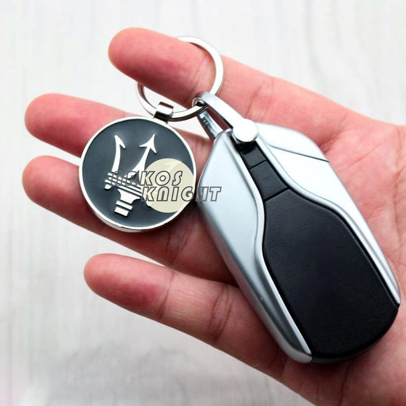 ARKOSKNIGHT Creative Car Logo Keychain - 3D Chrome Metal Alloy Key Chain for Men and Women (Meserati Black) - Image 2