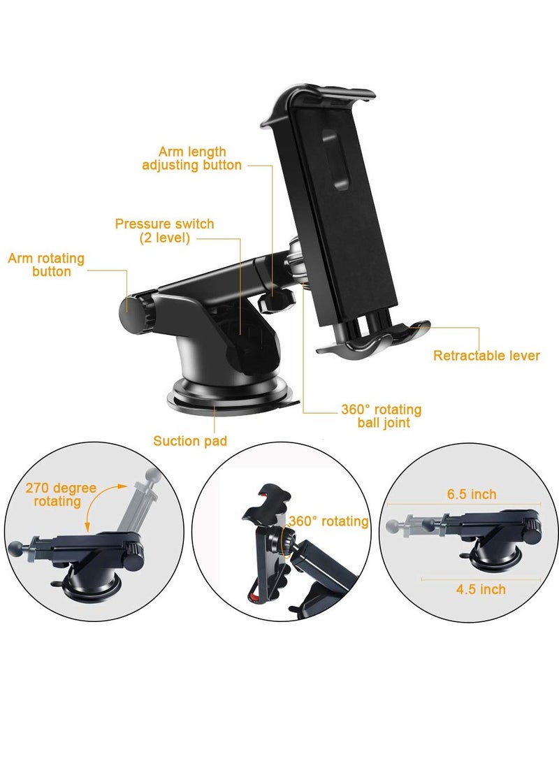 SYOSI Car Tablet Mount Holder, Universal Dashboard Windshield Tablet Stand Cell Phone Holder Car Dash Mount Suction Cup Mount Compatible with iPad Pro/Air/Mini, iPhone, Galaxy Tab, All 4.7-10.5" Devices  - Image 5