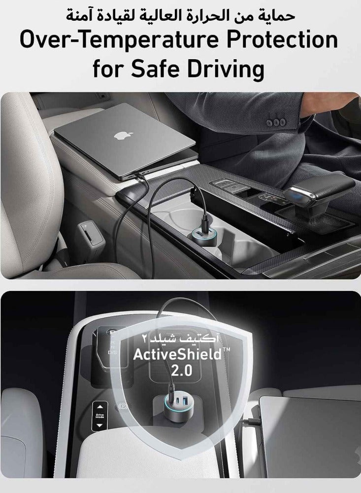 شاحن سيارة 67 واط، مع 2 منفذ USB Type C PD، ومنفذ USB-A، موديل 335، A2736H11 - Image 4