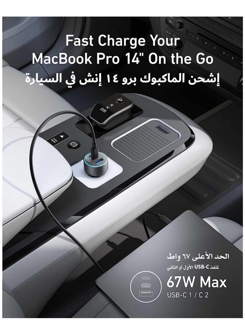 شاحن سيارة 67 واط، مع 2 منفذ USB Type C PD، ومنفذ USB-A، موديل 335، A2736H11 - Image 3