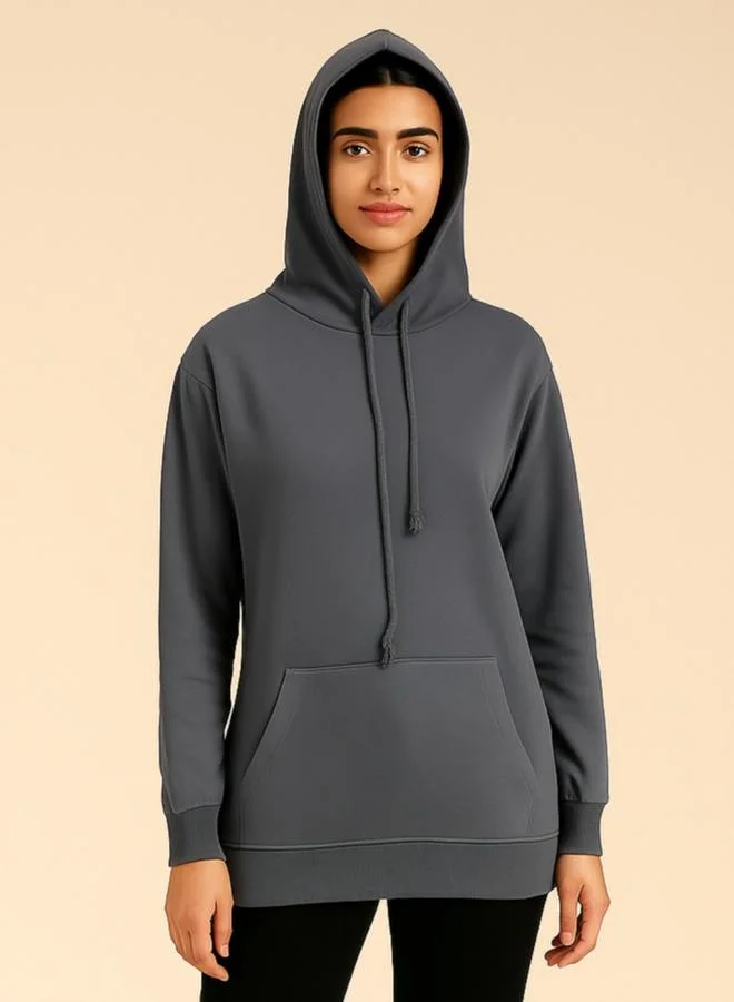 Pause Women Regular Fit Slogan Print Hoodie