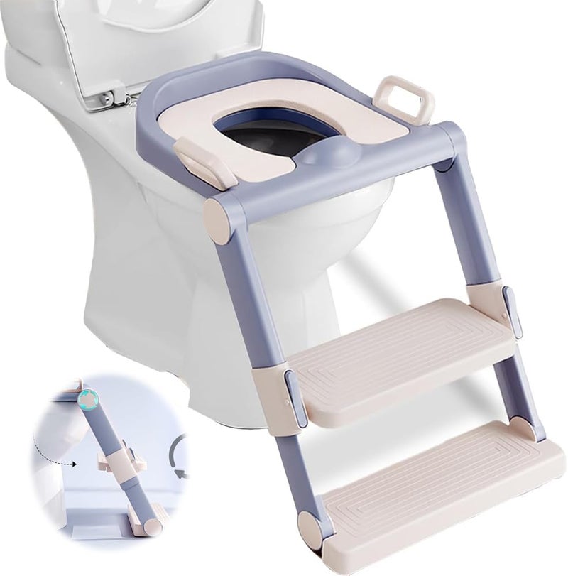 Portable Foldable Toilet Seat, Installation-Free, Adjustable Toddler Potty Seat with Step Stool for Boys and Girls, Lavender - Image 1