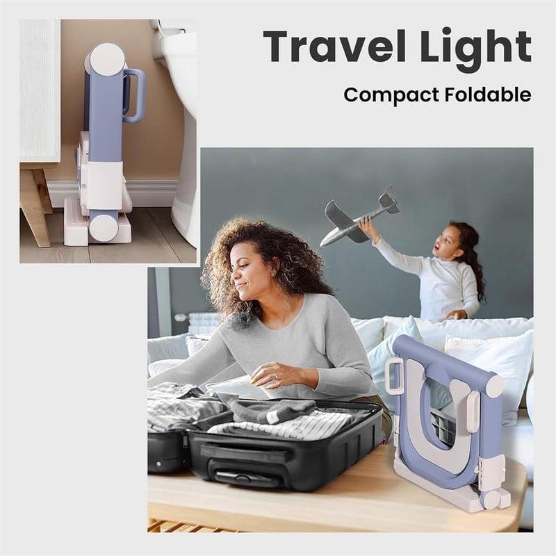 Portable Foldable Toilet Seat, Installation-Free, Adjustable Toddler Potty Seat with Step Stool for Boys and Girls, Lavender - Image 4