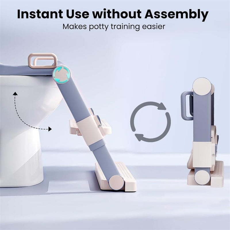 Portable Foldable Toilet Seat, Installation-Free, Adjustable Toddler Potty Seat with Step Stool for Boys and Girls, Lavender - Image 3