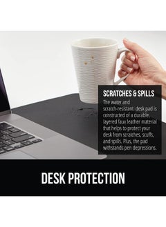 Gorilla Grip Desk Mat, Non Slip And Heat Resistant Mouse Pad, Soft Pu Leather Pads, Dual Sided Blotter, Desktop Protector Covers For Home Office Keyboard Laptop Computer And Writing, 31.5X15.7, Black  - Image 3