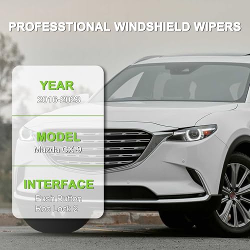 PARRATI® Windshield Wipers for Mazda CX-9 2016-2024,24"+18" Front and 14" Rear,OEM Replacement Wiper Blades,Quiet & Streak-Free(Set of 3) - Image 2