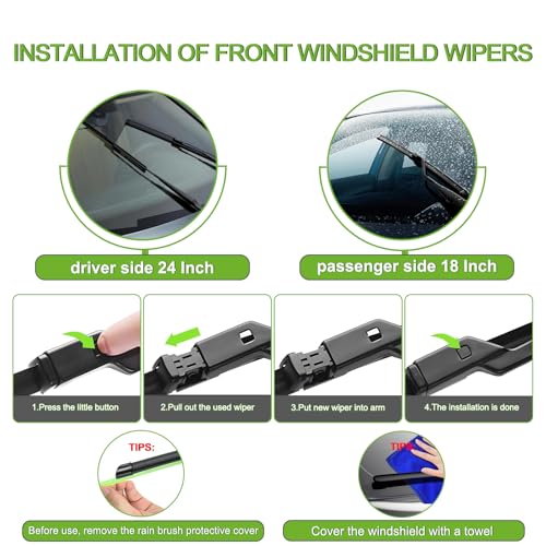 PARRATI® Windshield Wipers for Mazda CX-9 2016-2024,24"+18" Front and 14" Rear,OEM Replacement Wiper Blades,Quiet & Streak-Free(Set of 3) - Image 5