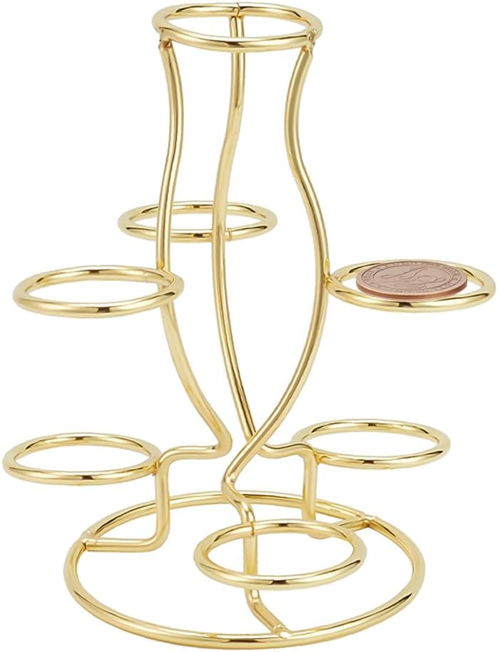 NBEADS Crystal Ball Holders, 7 Eggs Display Stand Light Gold Iron Multi-Sphere Display Holder for Crystal Ball Sphere Globe Home Office Decor Ornament, 4.6×5.1×5.5 Inch - Image 1