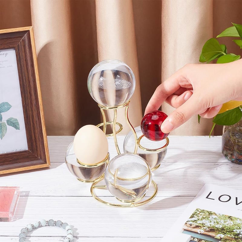 NBEADS Crystal Ball Holders, 7 Eggs Display Stand Light Gold Iron Multi-Sphere Display Holder for Crystal Ball Sphere Globe Home Office Decor Ornament, 4.6×5.1×5.5 Inch - Image 3
