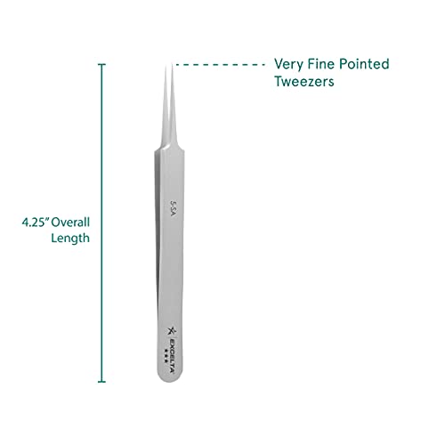 Excelta Tweezers, Very Fine Point Tweezers, Three Star, Anti-Magnetic, Stainless Steel, 1/64” Tip, 6.2” Overall Length - Image 2