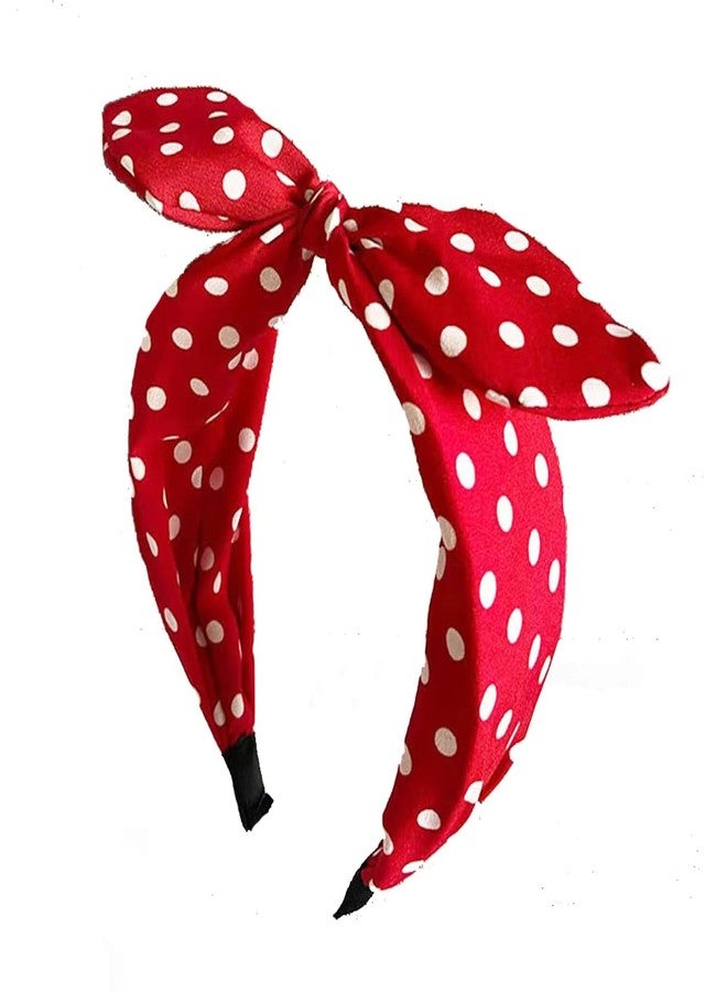 Lvyeer Red Polka Dot Bow Headbands for Women Cute 50s Costume Hair Accessories Red Bandana Halloween Bow hair accessory - Image 1