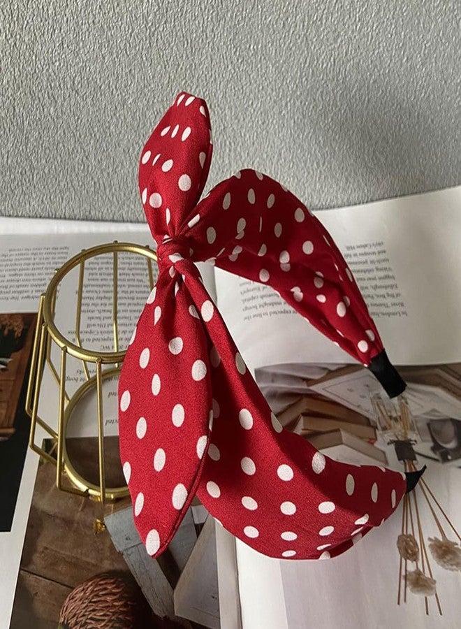 Lvyeer Red Polka Dot Bow Headbands for Women Cute 50s Costume Hair Accessories Red Bandana Halloween Bow hair accessory - Image 5