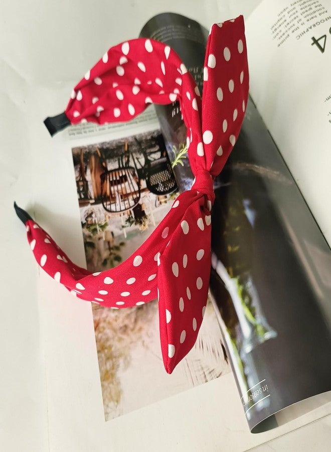 Lvyeer Red Polka Dot Bow Headbands for Women Cute 50s Costume Hair Accessories Red Bandana Halloween Bow hair accessory - Image 4