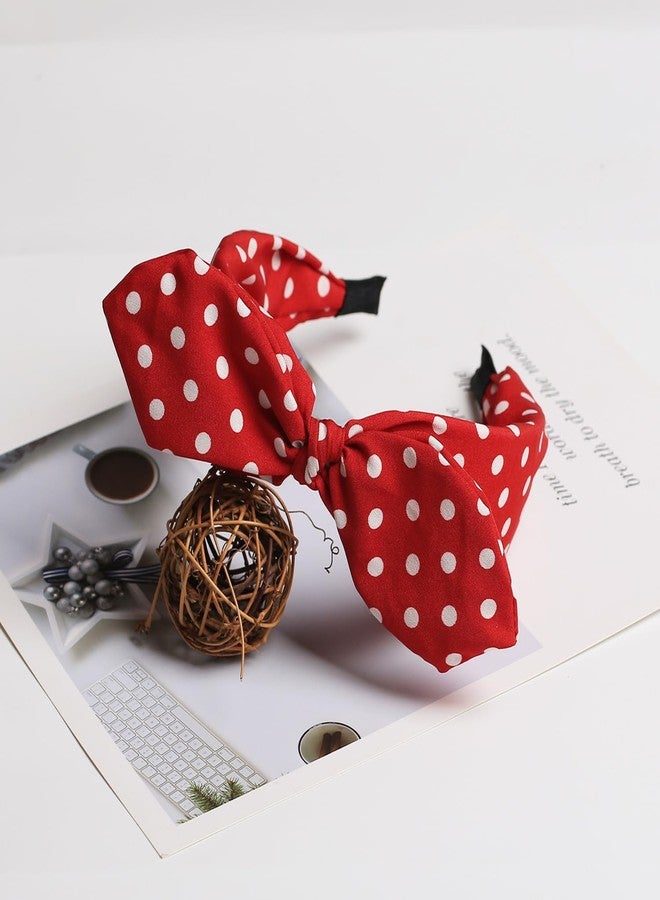 Lvyeer Red Polka Dot Bow Headbands for Women Cute 50s Costume Hair Accessories Red Bandana Halloween Bow hair accessory - Image 3