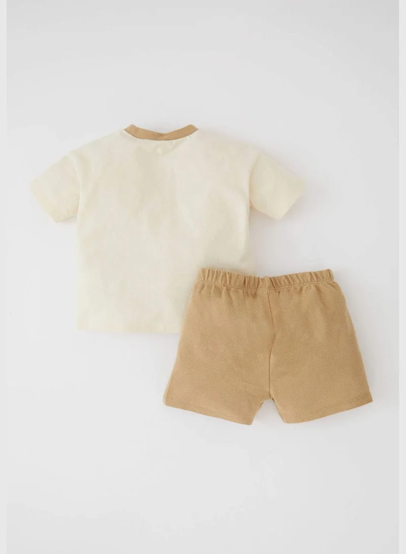 DeFacto Regular Fit Shorts Sleeve Colour Block Lounge Set