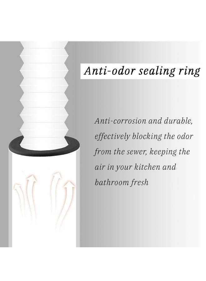 سدادة سيليكون لخرطوم تصريف المياه، 4 قطع، مانع تسرب خرطوم غسالة الملابس، حلقة مانعة للتسرب، سدادة تصريف، غطاء مزيل للروائح الكريهة للحمام والمطبخ وحوض الاستحمام وخرطوم تصريف غسالة الملابس (أسود) - Image 4