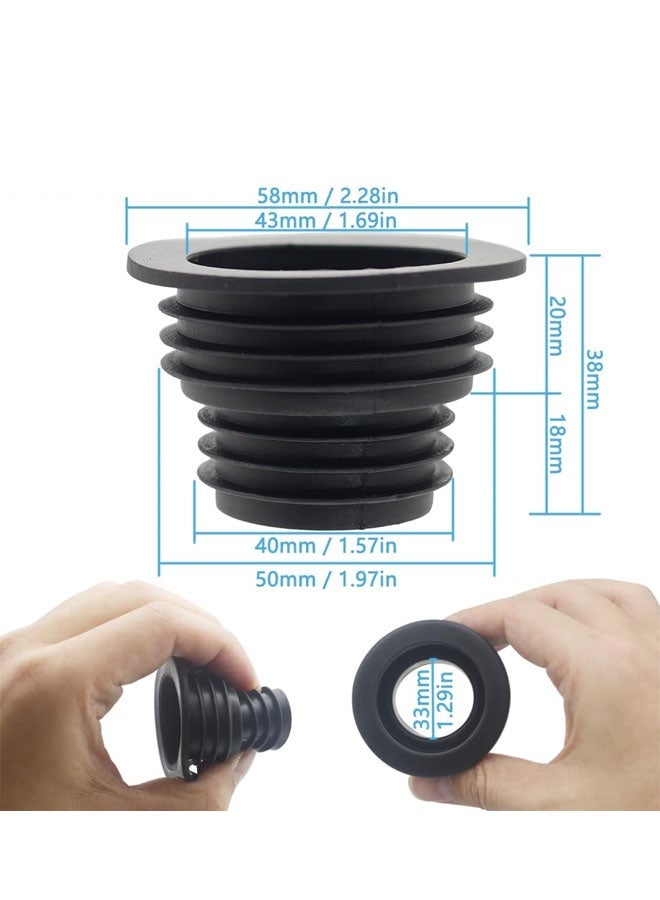 سدادة سيليكون لخرطوم تصريف المياه، 4 قطع، مانع تسرب خرطوم غسالة الملابس، حلقة مانعة للتسرب، سدادة تصريف، غطاء مزيل للروائح الكريهة للحمام والمطبخ وحوض الاستحمام وخرطوم تصريف غسالة الملابس (أسود) - Image 2