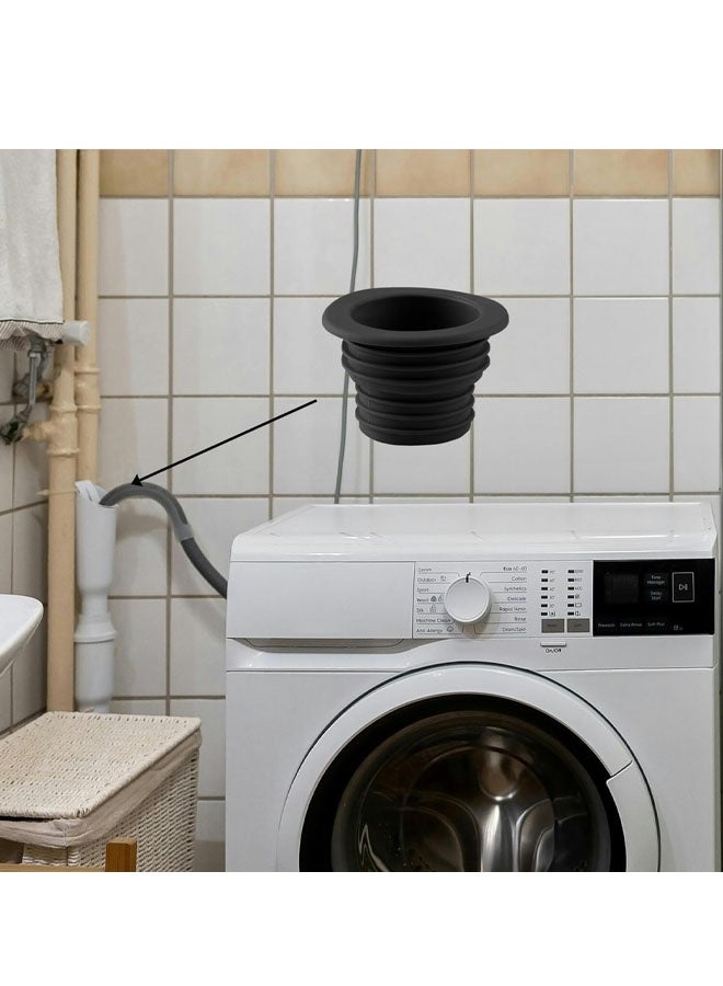 سدادة سيليكون لخرطوم تصريف المياه، 4 قطع، مانع تسرب خرطوم غسالة الملابس، حلقة مانعة للتسرب، سدادة تصريف، غطاء مزيل للروائح الكريهة للحمام والمطبخ وحوض الاستحمام وخرطوم تصريف غسالة الملابس (أسود) - Image 3