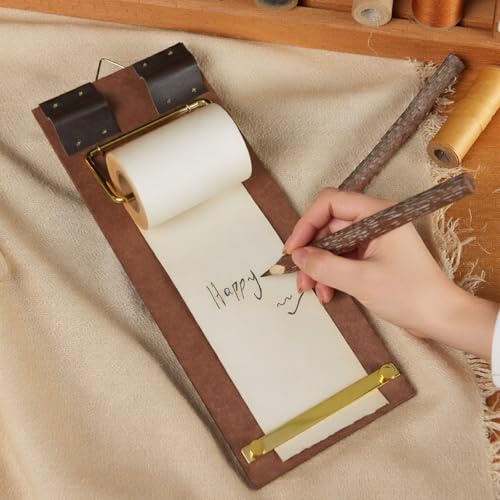 Senduzll Refillable Hanging Notepad with Cutter - Vintage Kraft Paper Memo Board for Wall, Home & Office, Retro Clipboard for Notes, to-Do Lists, Journaling and Creative Decor - Image 3