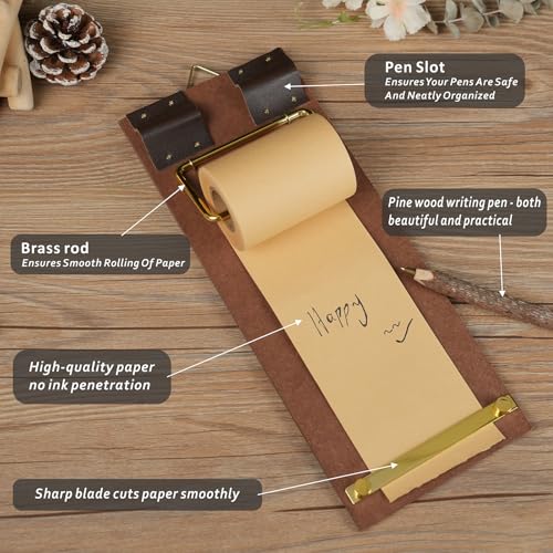 Senduzll Refillable Hanging Notepad with Cutter - Vintage Kraft Paper Memo Board for Wall, Home & Office, Retro Clipboard for Notes, to-Do Lists, Journaling and Creative Decor - Image 2