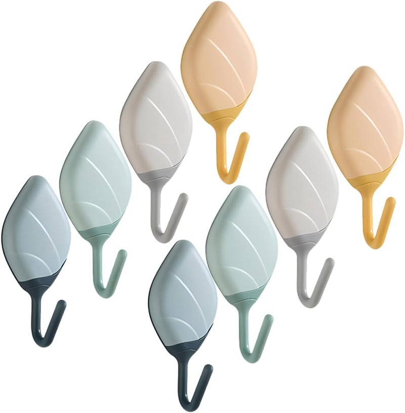 DOITOOL Leaf-Shaped Self-Adhesive Wall Hooks 8pcs Heavy Duty Sticky Key Hangers Decorative Storage Hooks for Kitchen Bathroom and Door Organization - Image 1