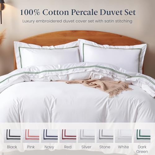 Ella Jayne Duvet Cover Queen Size (3 Pcs), 100% Cotton Percale, Full/Queen, Soft, Breathable & Lightweight, Including Duvet Cover (1 Piece) 90 x 90 Inches with 2 Pillow Shams (Dark Green Design) - Image 4