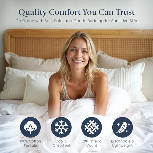 Ella Jayne Duvet Cover Queen Size (3 Pcs), 100% Cotton Percale, Full/Queen, Soft, Breathable & Lightweight, Including Duvet Cover (1 Piece) 90 x 90 Inches with 2 Pillow Shams (Dark Green Design) - Image 3