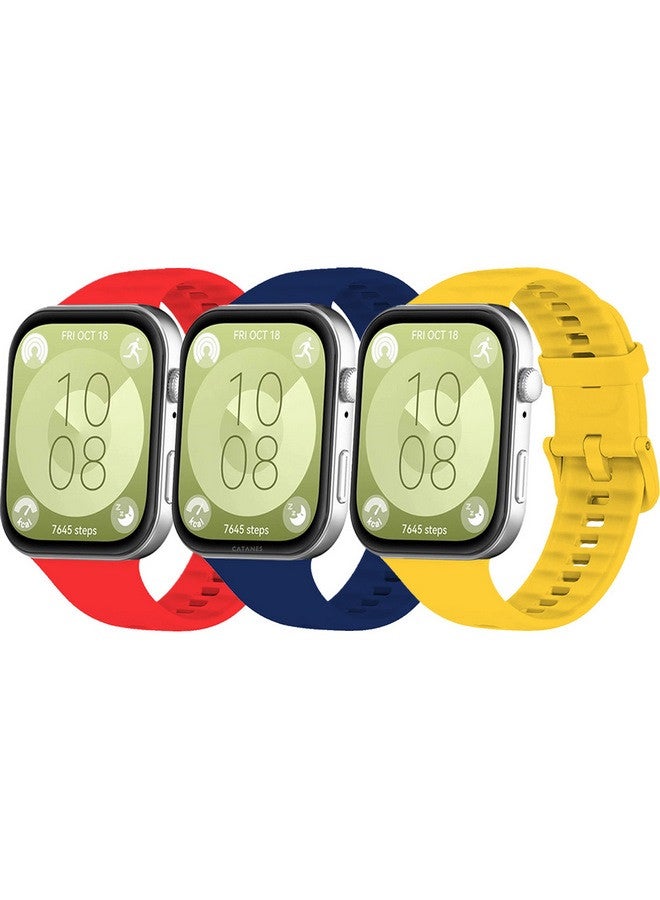 CATANES [for Huawei Watch Fit 3] 3 Pack Watch Band Soft Silicone Strap for Men Women Stylish Waterproof Watch Band - Image 2