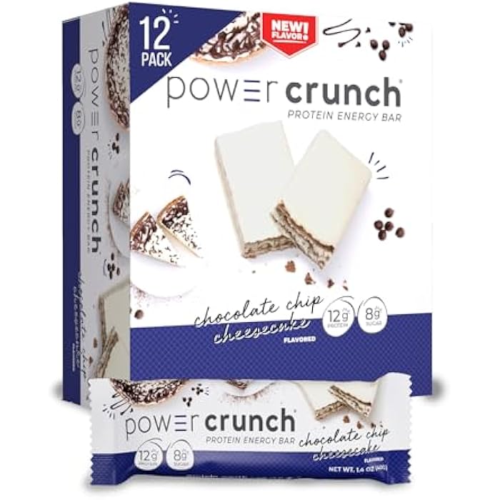 Power Crunch Protein Wafer Bars, High Protein Snacks with Delicious Taste, Chocolate Chip Cheesecake, 1.4 Ounce (12 Count) - Image 1