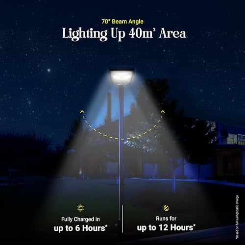 Dylect® Eco Solar Street Light – 300W Outdoor LED with Automatic Light Sensor, Remote Control & 12-Hour Runtime, for Home, Garden &Pathway | Cool White 6500K, IP64 Waterproof,ABS+PC Built (w/o Rod) - Image 5