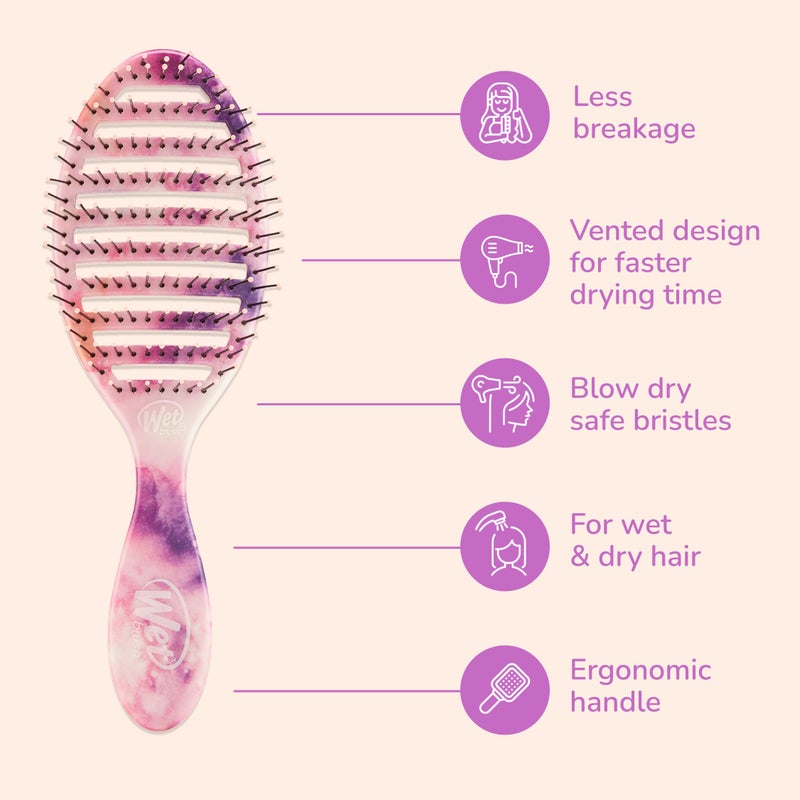 Wet Brush Speed Dry Hair Brush - Watermark (Color Wash) - Vented Design and Ultra Soft HeatFlex Bristles Are Blow Dry Safe With Ergonomic Handle Manages Tangle and Uncontrollable Hair - Pain-Free - Image 3