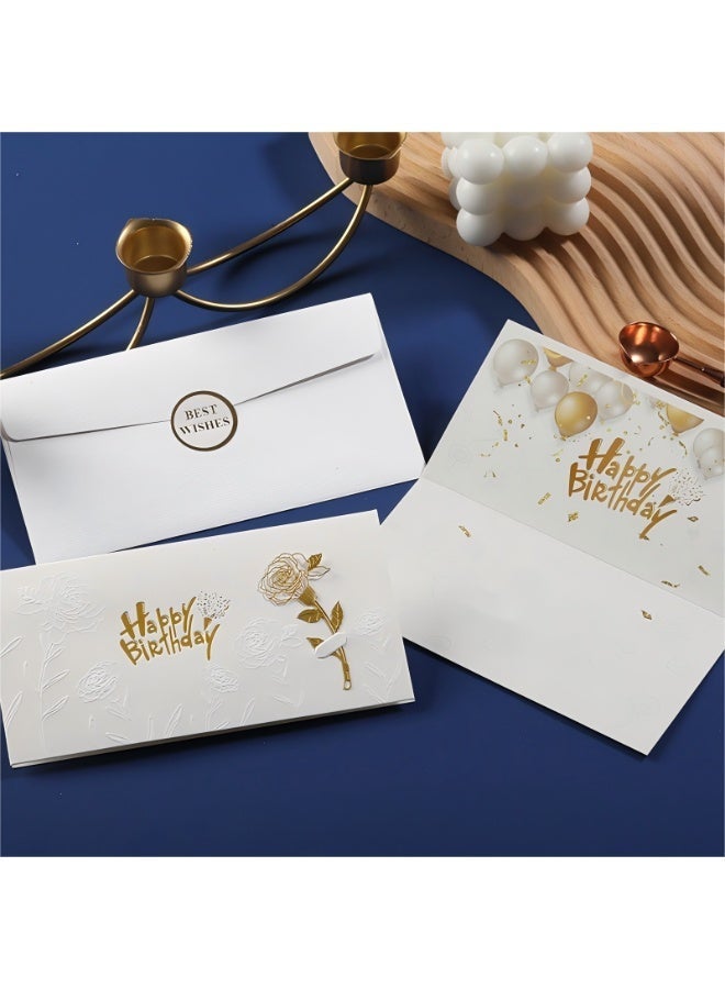 Bookmark Card，Happy Birthday Card,Rose bookmark greeting card， Unique Party Supplies Creative Message Blessing Card DIY Decoration Handmade Greeting Card(8.8×17.5cm)（White） - Image 1