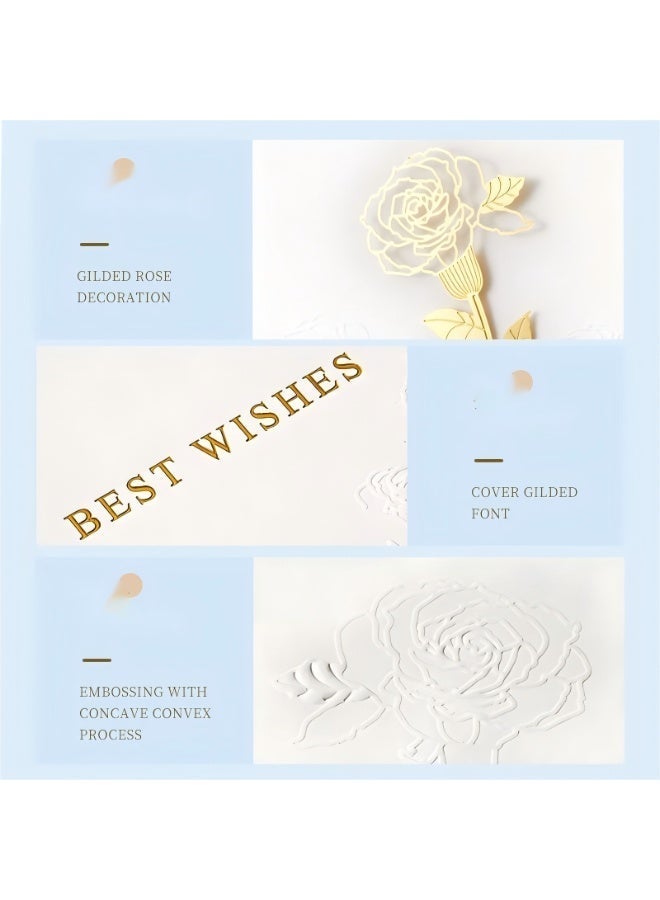 Bookmark Card，Happy Birthday Card,Rose bookmark greeting card， Unique Party Supplies Creative Message Blessing Card DIY Decoration Handmade Greeting Card(8.8×17.5cm)（White） - Image 3