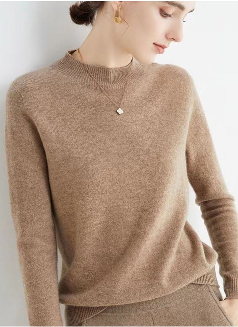 Autumn Winter Seamless Half Turtleneck Women's Cashmere Sweater